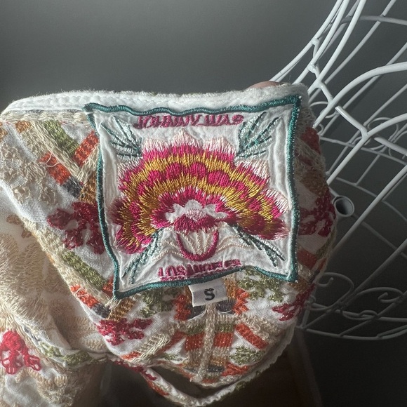 Johnny Was Chandra White Linen Embroidered Tunic Dress Size Small Boho Indie - Picture 6 of 8